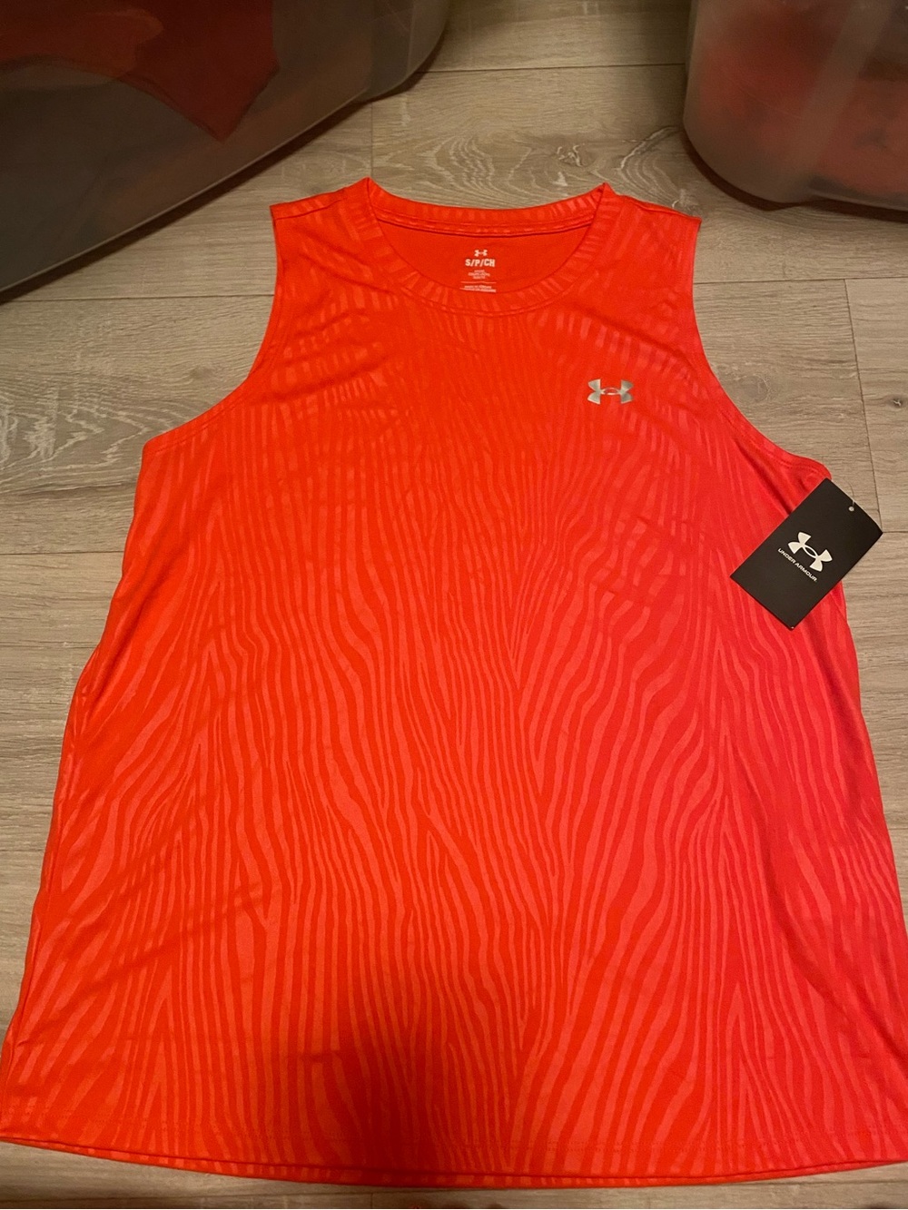 Under Armour Velocity HeatGear Emboss Tank pinkish orange S Loose Polyester Logo
